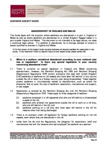 ENGLAND.SUBJECTGUIDE.ABANDONMENTOFSEAFARERS_2013_ENG ENGLAND.SUBJECTGUIDE.ABANDONMENTOFSEAFARERS_2013_ENG