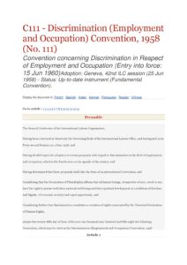 INTERNATIONAL_TREATY_ILO-CONVENTION-C111_1958_ENG INTERNATIONAL_TREATY_ILO-CONVENTION-C111_1958_ENG