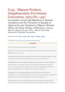 INTERNATIONAL_TREATY_ILO-CONVENTION-C143_1975_ENG INTERNATIONAL_TREATY_ILO-CONVENTION-C143_1975_ENG