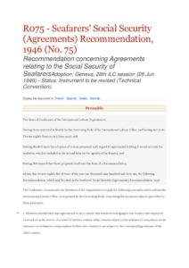 INTERNATIONAL_TREATY_ILO-REC-R075_1946_ENG INTERNATIONAL_TREATY_ILO-REC-R075_1946_ENG