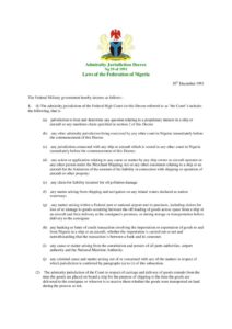 NGA_LEGISLATION_ADMIRALTY-JURISDICTION-ACT_DECREE_1991_ENG2 NGA_LEGISLATION_ADMIRALTY-JURISDICTION-ACT_DECREE_1991_ENG2