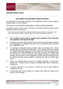 NORWAY.SUBJECTGUIDE.ARRESTFORSEAFARERSWAGES_2013_ENG NORWAY.SUBJECTGUIDE.ARRESTFORSEAFARERSWAGES_2013_ENG