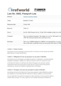 TUR_LEGISLATION_PASSPORT-LAW_1950_FRA1 TUR_LEGISLATION_PASSPORT-LAW_1950_FRA1